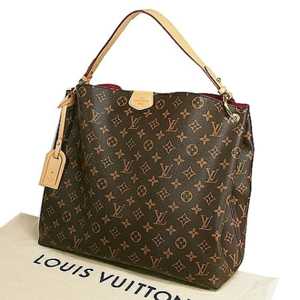 Louis Vuitton Monogram Graceful Top Handle Bag Canvas Leather Brown